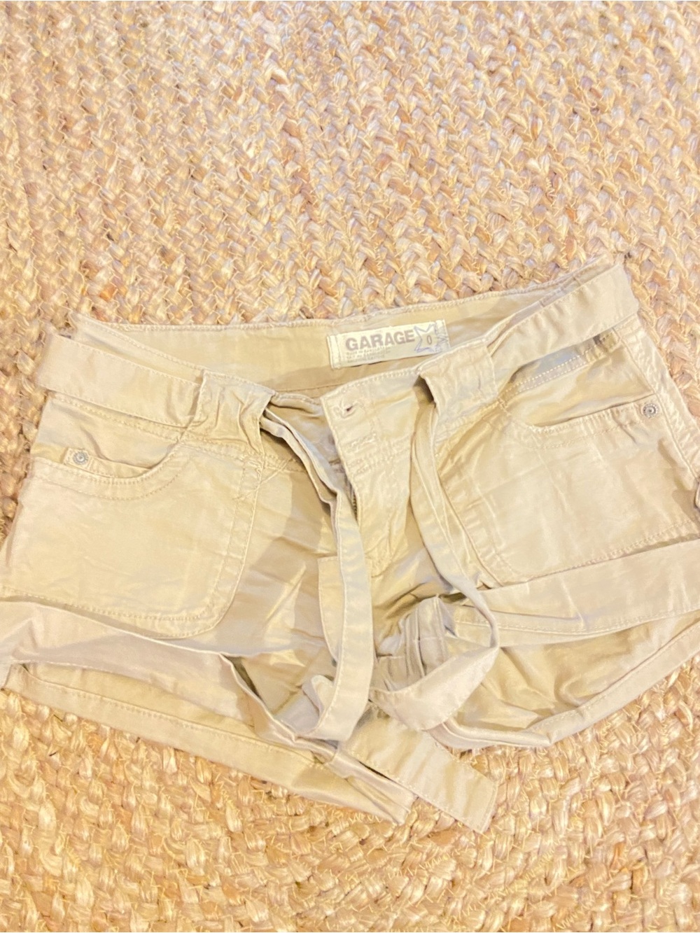Garage Cream Tie-Waist Cargo Shorts
